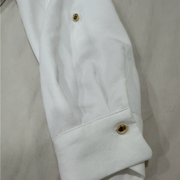 Zara White Belted Gold Button-Down Shirt Dress (Size Small) - Picture 8 of 11